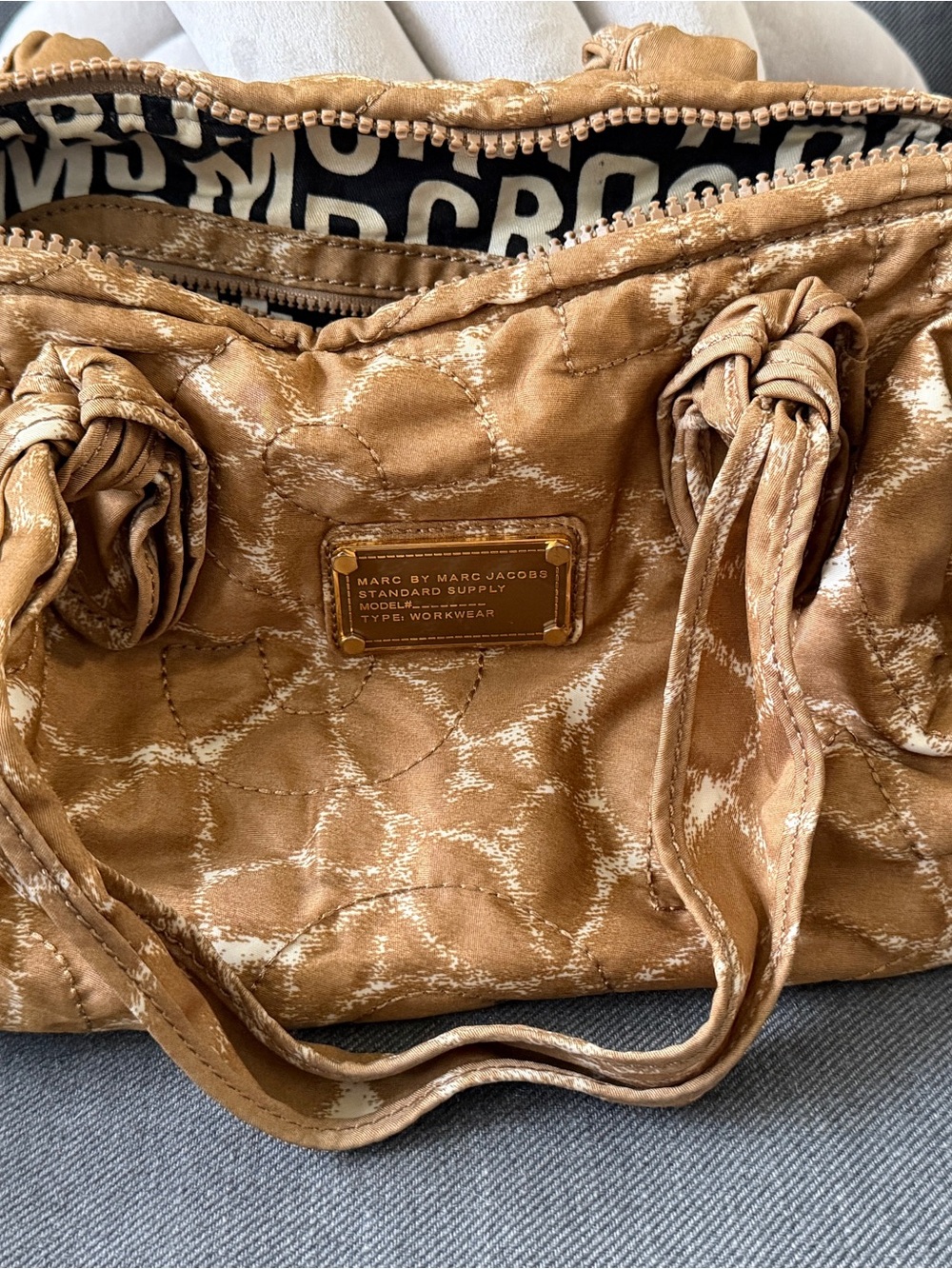 Marc by Marc Jacobs Quilted Tan Shoulder Bag with Cream Accents